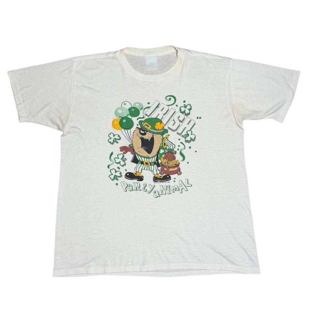 Vintage 90s Taz Tasmanian Devil Irish Lucky Party Animal St Patricks Day T-shirt